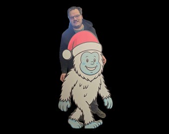 Yeti Santa Printed Wood Cutout Christmas Decor- Funny Holiday Sign or Gift for Winter and Cryptid Fans
