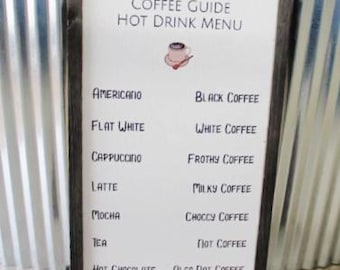 Coffee Bar Menu No Nonsense Tea Cocoa Hot Drinks Coffee Shop Decor Kitchen Sign Wall Art Farmhouse Primitive Rustic Text Large Pun