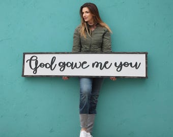 3D Raised Wood Faith Sign • “God Gave Me You” Christian Wall Decor • Layered Scripture‑Inspired Home or Gift Sign