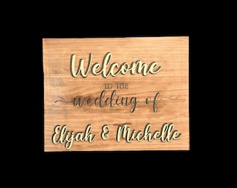 Custom Engraved Wooden Wedding Welcome Sign – Personalized Painted Accent Décor for Ceremony or Reception