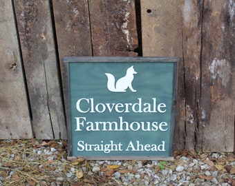 Large Custom Fox Farmhouse Sign Square Directional Sign Business Sign Raised Text Your Logo Over-sized Rustic 3D Entrance Sign