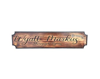 Custom Engraved Wooden Business Sign Stained with Painted Accents – Vintage‑Style Wall Décor Phonograph