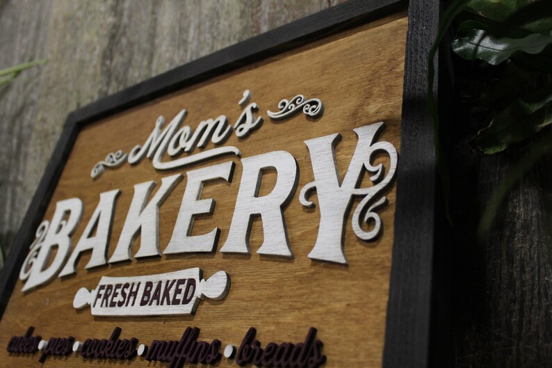 Moms Bakery Wood Sign Served Hot and Fresh Advertising Kitchen - Etsy