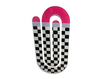Acrylic Checkered Jumbo Paper Clip – Pink Accent Stationery Décor for Teachers, Students, and Office Gifts Eraser