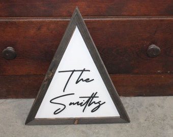 Custom Triangle Family Name The Insert Family Giftable Personalized Made To Order Framed  Wooden  Handmade 3D Layered