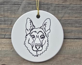 German Shepherd Ceramic Ornament – Minimalist Dog Lover Gift