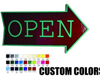 Custom wood Open sign directional arrow large wood handmade choose your color personalized sign