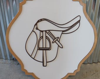 Handmade Saddle Sign: Equestrian Decor for Horse Lover