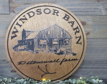 Family Farm Business Windsor Barn Establishment Printed Photo Handwriting Piece Custom Wooden Sign Gift Heirloom Generational Keepsake