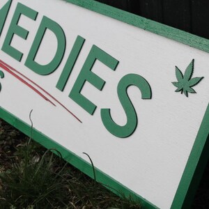 Medical Remedies Cannabis Dispensary Sign Wooden Handmade 3D Business Commerical Signage Herbal Layered Sign Single or Double sided image 5