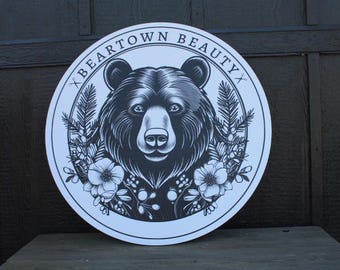 Custom Outdoor Business Sign Bear Beauty Hair Salon Scissors All Weather Your logo Design Personalized Commerical Mall Signage
