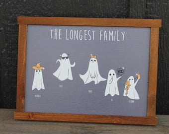Ghost Family Personalized With Names Halloween Spooky Cute Customized Printed Handmade Home Decor Seasonal Unique Dancing Selfie Cat Witch