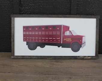 Custom Wood Sign Memorial Semi Truck Driver Trucker Vintage Photo Uvprinted Image Framed Signage Color Logo Large Personalized Decor
