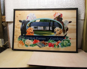 Custom Wood Sign Uvprinted Image Raised off Backer Framed Farm Home Garden Ranch Animals Detailed Handmade Wood Floral Your Image Logo Large
