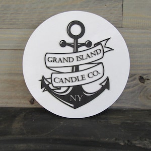 Candle Company Custom Sign Candle Maker Sign Round Business Commercial Signage Nautical Store Front Small Shop Logo Anchor Circle Studio