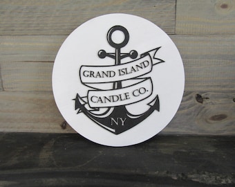 Candle Company Custom Sign Candle Maker Sign Round Business Commercial Signage Nautical Store Front Small Shop Logo Anchor Circle Studio