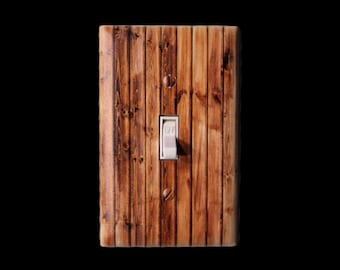Wood Pattern Light Switch Cover • Printed Rustic Wall Plate • Farmhouse Toggle Cover • Faux Wood Grain Home Decor