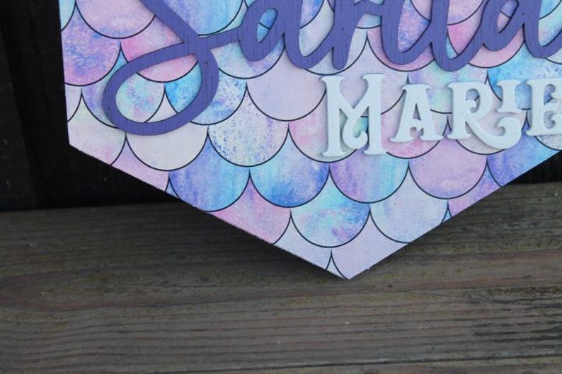 3D Mermaid Name Sign • Raised Wood Kids Room Decor • Custom Layered ...