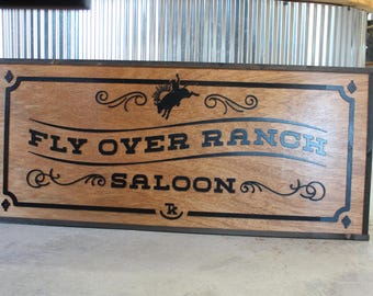 Custom Wood Business Sign: 3D Laser Cut Ranch Saloon