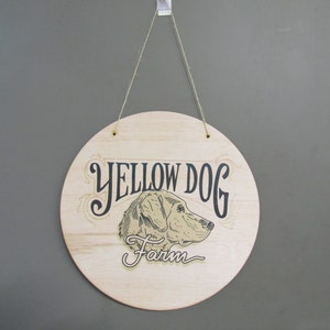 Letrero de criador de granja personalizado, letrero de perro amarillo, letrero de granja, letrero de laboratorio, letrero de pequeña empresa, letrero de mesa, letrero de puerta, letrero de madera con logotipo impreso