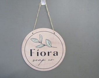 Soap Co. Fiora Greenery Booth Vendor Sign Small Business Company Commerical Signage Your Logo Image Printed on Wood Light Weight Handmade