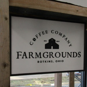 Custom Business Sign Rectangle 3D Large Custom Farmgrounds Coffee Company Indoor Outdoor Small Business Logo Laser Cut Wood Sign Barn Farm image 2