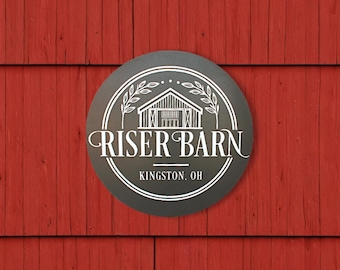 Raised Text Wedding Venue Sign • Custom 3D Barn or Event Sign • Rustic Round Ceremony Decor • Personalized Venue Name Sign