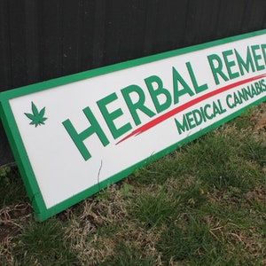 Medical Remedies Cannabis Dispensary Sign Wooden Handmade 3D Business Commerical Signage Herbal Layered Sign Single or Double sided image 7