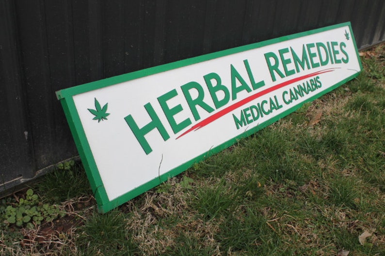 Medical Remedies Cannabis Dispensary Sign Wooden Handmade 3D Business Commerical Signage Herbal Layered Sign Single or Double sided image 7