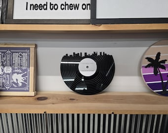 Personalized Acrylic Vinyl Record Decor with Skyline Cutout & Photo