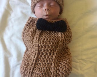 baby boy peanut cocoon with bow tie and hat halloween costume newborn peanut costume crochet photo prop