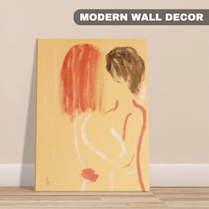 Intimacy Abstract Couple Canvas | Romantic Bedroom Wall Art | Modern Soulmate Gift