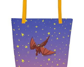 Red Dragon and Rider Large Tote Bag