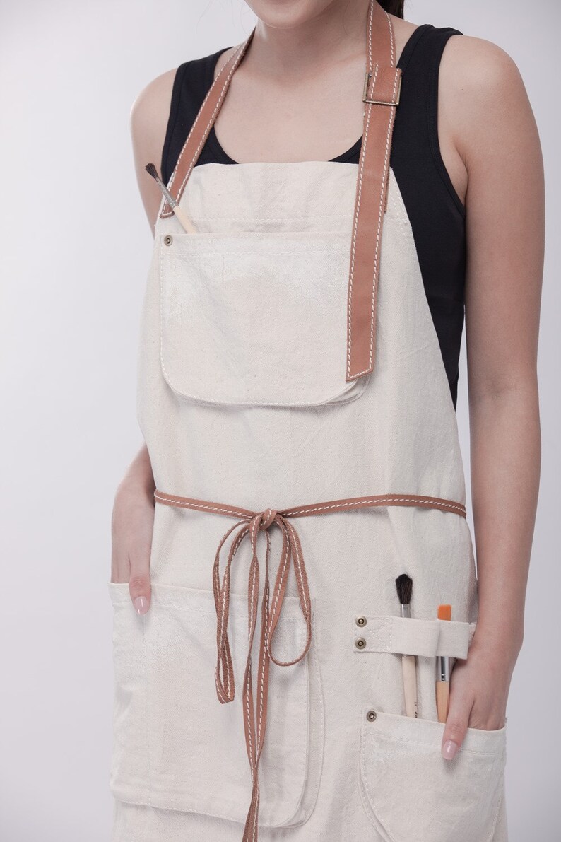 Waxed Canvas Apron Pinafore Apron Cafe Apron Canvas Etsy
