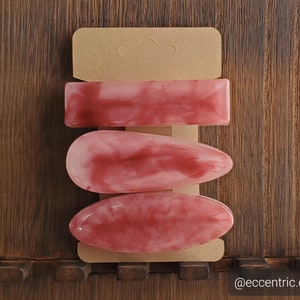 Swirl in Red Barrette 3 Pack - Resin - Handmade