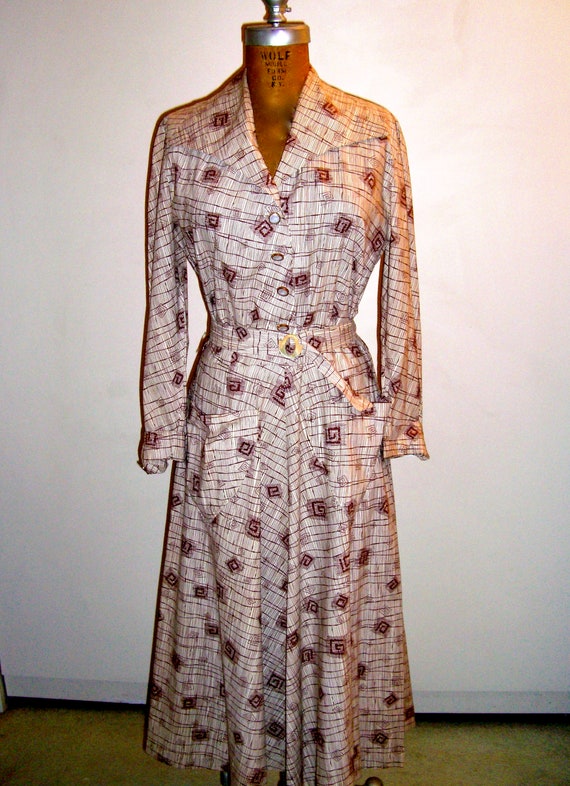 Vintage Cotton  Day Dress 1950's