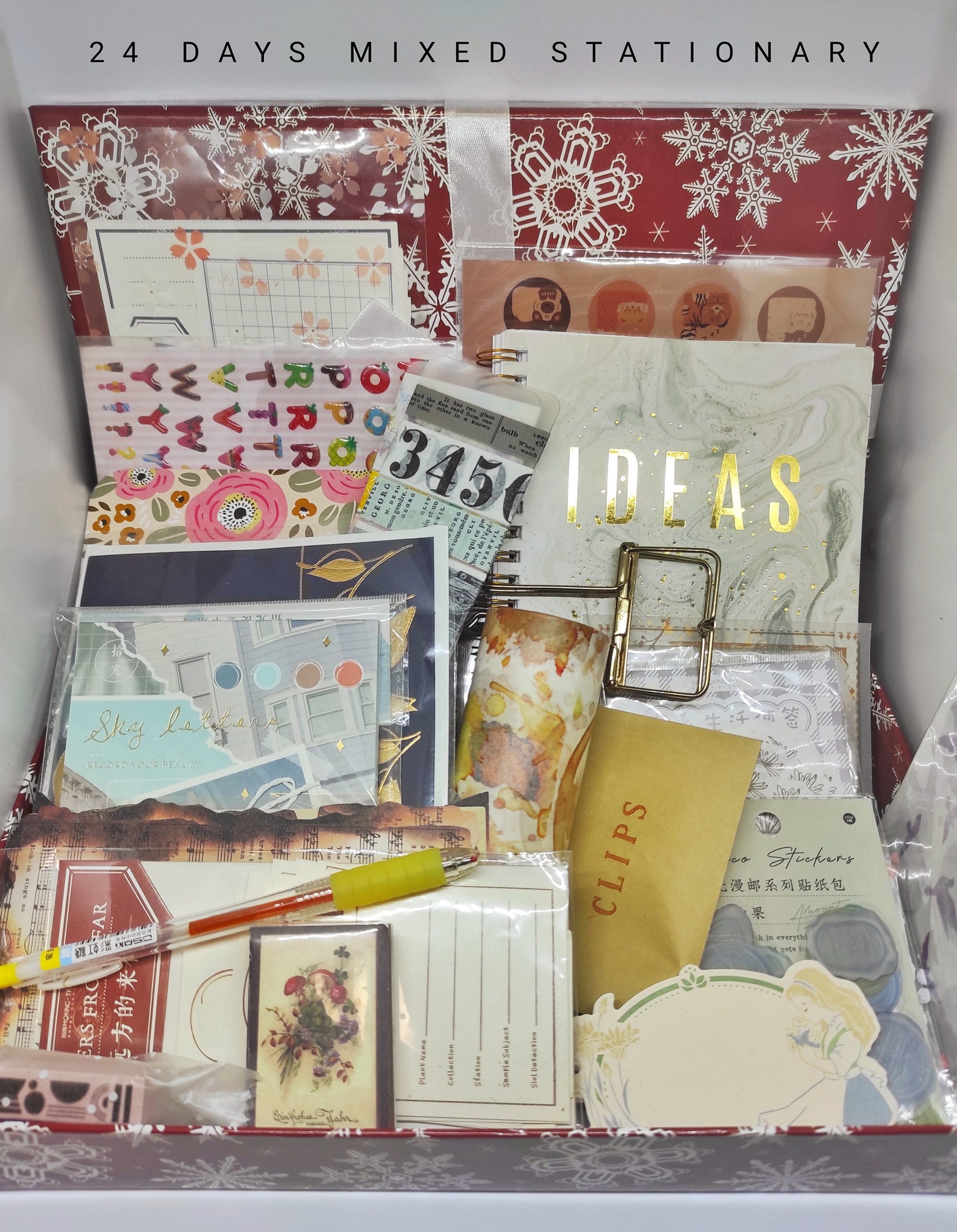Stationery Advent Calendar Holiday New Year 12-24 Days Adult Washi Tape ...