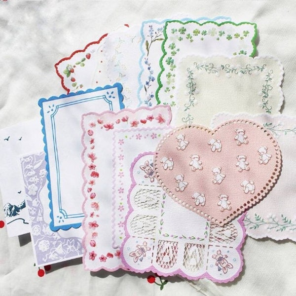 Lace doilies note paper 10 Pcs, stationary, cut out, 3D , memo, special craft, note card, scrapbook, stock, junk journal , school, grab bag