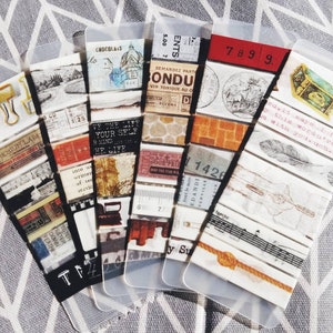 Zestaw próbek taśmy washi: 6-8 szt. na planszę, łup, niespodzianka, torba z niespodziankami/tajemnica, niespodzianka, bullet journal, podróż, vintage, antyczny, prosty, 50 cm