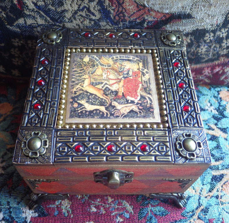 Medieval Style Mixed Media Trinket Box Etsy