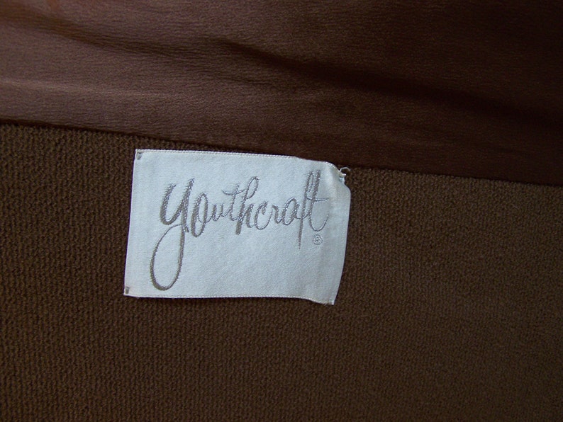 Elegant 60s Brown Wool MINK Fur Trim Princess Coat S Small Youthcraft 1960s