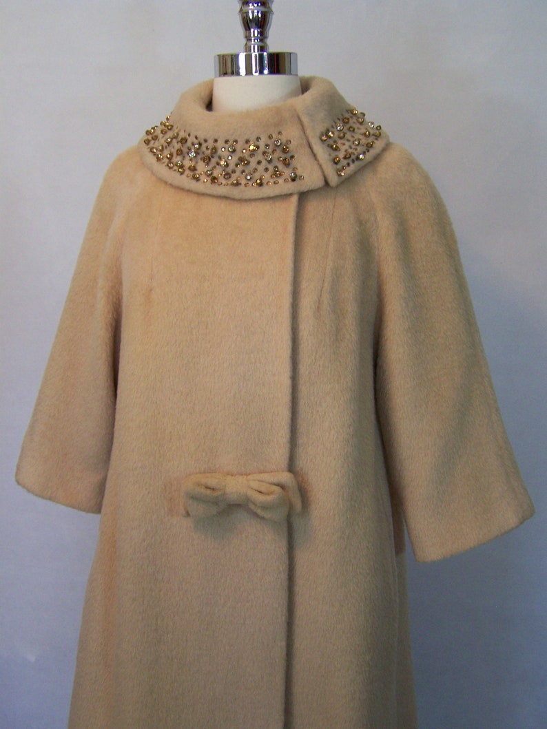 Beautiful 60s LILLI ANN Mohair Wool Rhinestone Trim Swing Coat Etsy