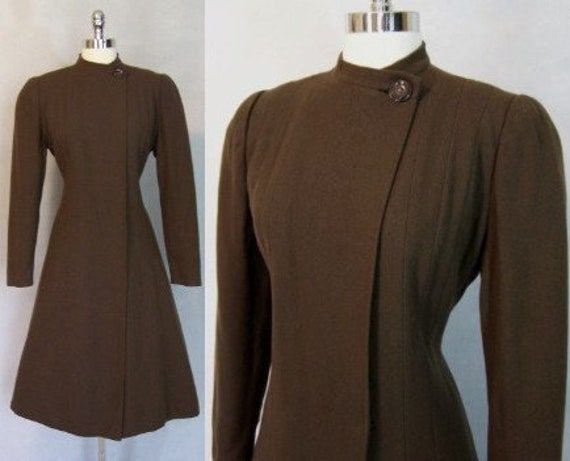 Gorgeous 1930s Brown Wool Princess Coat S M 30s