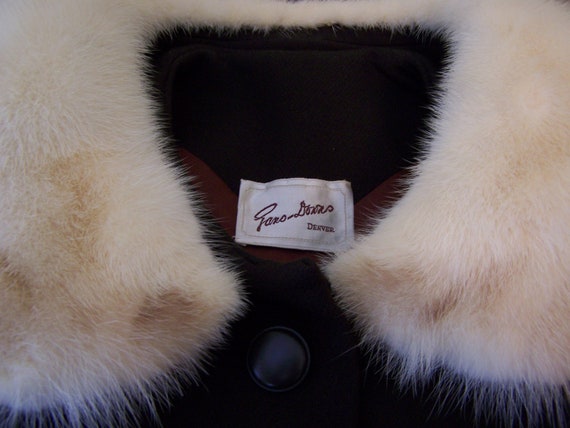 Gorgeous 50s 60s Brown Wool Mink Fur Collar Princ… - image 9