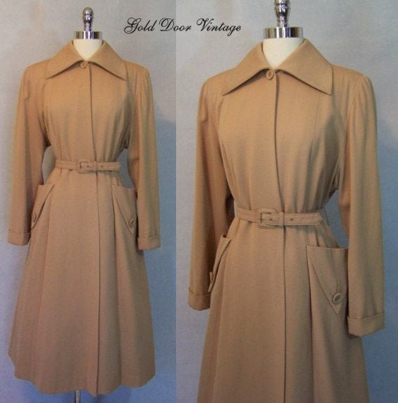 INCREDIBLE 1940s Gabardine Wool Princess Coat M Me