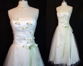 Deadstock Vtg Jessica McClintock Gunne Sax Strapless Tulle Wedding Prom Formal Gala Ball Gown Size 6 XS/S