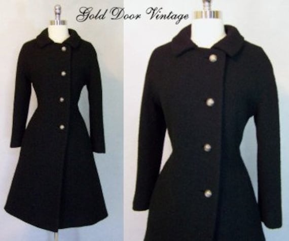 Fabulous 50s Black Boucle' Wool Fit Flare Princess