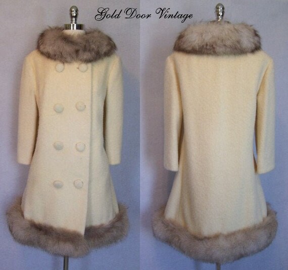 Gorgeous 60s LILLI ANN Mohair Wool Fox Fur Trim Pr