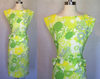 Fabulous 60s JEANETTE ALEXANDER Floral Wiggle Dress Small/Medium 1960s