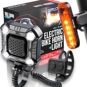 ZIREN High-Traffic Bike Horn Siren & LED Light Super Loud Electric Alert Rechargeable IPX4 Front and Back Lights